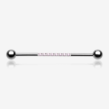 Sparkle Lined Gems Industrial Barbell-Pink